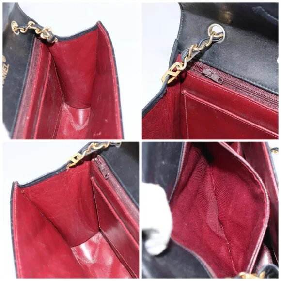 CHANEL Matelasse Chain Shoulder Bag Lamb Skin Black Gold CC Auth 158840 - Picture 15 of 16